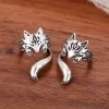 Earrings Huitan Creative FoxShape Clip Earrings New 2023 Nonpiercing Cuff Earrings for Women Antique Silver Color Funny Animal Jewelry