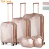 Ställer in 5 -stycken Set bagage resväska spinner clearance hårdhell ​​lätt tsa lås abs bagage set