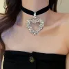 Necklaces Sparkle Large Crystal Pendant Heart Necklace For Women Black Velvet Choker Necklaces Valentine's Gift luxury designer jewelry