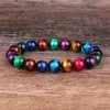 Bangle mode 5a+ kleurrijke tijger eye kralen armbanden vrouwen natuursteen armbanden mannen reiki genezende braslet energie sieraden pulseras