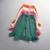 Trousers Childrens Clothing Girls Cotton Ruffled Flared Pants Summer Solid Color Casual Shorts Kids Baby Loose Ankle-Length H240423