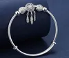 Adjustable size 925 Sterling Silver Bangle cuff Dreamcatcher Tassel Feather Round Bead Charm Bracelet jewelry For Women wedding 240418