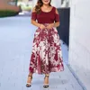 Femmes d'été froide épaule creuse floral midi robe cocktail de fête de dame plus taille pour 2024 240422