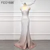Party Dresses Shimmer Prom Gowns Mermaid Gardient Color Dress Side Slit Women Long For Night Vestidos De Gala