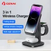 Cargadores Genai Wireless Carging Station Wireless Charger Stand 3 en 1 para iPhone15/14/13/12/11 Serie para iWatch9/8/7/6/5/4/3/2/1 ARBUD