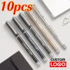 Stylos 10pcs Gel Pen publicitaire Metal Pen Custom Logo Business Signature Pen School Office Supplies Wholesale Lettring Nom gravé