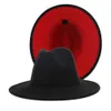 Stingy Brim Hats Mens Jazz Red Cap Bottom Fedoras Cowboy Hatt för kvinnor och män dubbelsidig färg grossist droppleverans mode acce dhvip