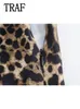 Traf Women Vintage Chic Leopard Skirt 2024 Fashion Spring Summer Holiday Women Skirt Women Zipper Long Straight Skirt 240408