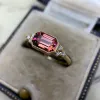 Bands Trendy Square Inlaid Red Zircon Engagement Rings Luxury Dazzling Gold Color Party Wedding Rings for Women Jewelry