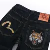 Nuovo marchio Molingfu God Gamba dritta con ricamo alla moda, vestito slim stampato, piccoli pantaloni da jeans da uomo a corto di uomini 823170