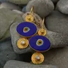 Dingle ljuskrona zigenare marinblå emalj droppörhängen för kvinnor turkiska smycken guldfärg droppande olja ögon spiral krok h240423