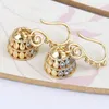 Charm Ethnic Geometric Gold Color Bell Inlaid Zircon Earring for Women Vintage Trendy Wedding Earrings Indian Boho Friendship Smycken Y240423