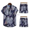 Tracksuits voor heren streetwear heren shirt set, pak kraag, bedrukte strandbroek met korte mouwen, tweedelige set modeset