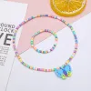 Strands 2pcs/Set Clay Beads Necklace Bracelet Jewelry Sets Cute Cartoon Pattern Charm For Children Party Jewelry Kids Birthday Gift Sets