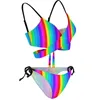 Women's Swimwear Diagonal Stripes Bikini Swimsuit Push Up Orange Navy Blue Pool Rave Set Novelty Women Sexy High Cut Swimsuits