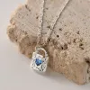 ネックレスTrustdavis Real 925 Sterling Silver Necklace Blue Heart Lock Pendant Birthdant Gift