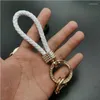 Keychains Multicolor Handgjorda flätade lädersladd Keychain Fashion Couple Wrist Rope Key Ring Party Gift Små smycken