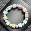 Link pulseiras naturais colorido cubo de cuba de ágata reiki cura de joias de moda de pedra para homens 1pcs