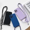 COSE TELEFOONSCUSSEN Simple Crossbody Lanyard Silicone Case voor 15 11 12 13 14 Pro Max XR X XS 7 8 Plus koordketting Riem Soft Cover