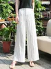 Women's Jeans Casual Cotton Linen Wide Leg Beach Pants Boho Loose Pantnes High Waist Sweatpants Solid Stripe Straight Baggy Trousers Women Y240422