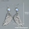 Boucles d'oreilles à ailes éblouissantes Chandelier Bandelier pour femmes Silver Color Round Stone Party Mariage Bijoux H240423