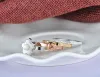 Bandas Jeemango clássico aço inoxidável aço fino jóias de jóias blossom shell cubic zirconia noiva de noiva anéis de noivado JR18011