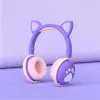 Hörlurar Ny ankomst söt headmonterad trådlös Bluetooth Cat Ear Cat Claw Cartoon -headset med MIC LED Light Music Hifi Upgrade Headset