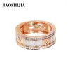 Cluster Rings BAOSHIJIA Solid 18k Yellow/Rose/White Gold Ring Women's Band Baguette Cut Natural Real Diamond Jewelry Valentine's Day