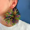 Earrings Mardi Gras Festivals Parade Dress Glitter Ball Hoop Earrings for Women Outdoor Karneval Gift