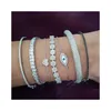 الأساور الجديدة وصول المجوهرات الفاخرة 925 الجنيه الاسترليني Sier Pave White Tapphire Cz Gemstones Women Charm Bridal Bangle Drop Delive Otn1i