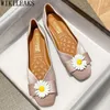 Casual Shoes Leather Slip On For Women Korean Fashion Square Toe Loafers Harajuku Barefoot Zapatos Mujer