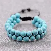 Strands Fashion Black Lava Stone Beads Bracelet Men Homme Ethnic Yoga Double Layer Turquoises Strand Bracelets Bileklik Pulseras Hombre