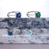 Bands HUICUSAN Blue Series Femmes Ring 4 Color Disponible Anneau de fiançailles Bijoux Sliver plaqué simple d'anneau d'anneau de mariage simple cadeau