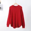 Women's Blouses Women Thermal Top Cold Weather Sweater Cozy Mid-length Solid Color For Loose Fit Round Neck Pullover