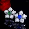 Anillos de clúster Hoyon Royal Sapphire Ring de joyería de color de lujo forma de flores de estilo de lujo Color de plata ajustable S925
