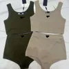 P Triangle Waistcoat Designer PRA topkwaliteit luxe mode zomervaknieuw camisole pure katoenen slanke borstkussen korte mouwloze shorts sporten bovenkleding