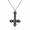 Halsband goth inverterad punk kors satanisk pendel kedja halsband för kvinnor man svart charm upp och ner smycken tillbehör gåva grossist