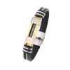 Pulseiras mangas pulseiras de aço inoxidável pulseira ajustável para homens pulseiras de silicone à prova d'água