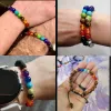 Strähnen Männer Frauen 7 Chakra Perlen Armbänder Armreifen Heilung Tiger Eye Stone Chakra Gebet Zauber Buddha Armband Einstellbare Schmuckgeschenke