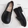 Casual Shoes Spring 2024 Wide Toe Loafers Women äkta läder kohud original enkel platt mjuk sula