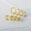 8mm Sterling Silver Hoop Earrings for Women Piercing Round Circle Earring Jewelry pendientes
