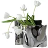 Vaser keramisk silverpläterad vas avancerad blomma sensor vardagsrum bred mun oregelbundet arrangemang