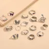 Overdreven Chinese stijl slangvormige kikker vlinder hart pokerring set