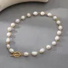 Necklaces Fashion Natural Freshwater Pearl Waterproof and Fade Resistant Stainless Steel Ladies Necklace Luxury 18K Real Gold Plated