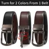 Taille -kettingbanden Men Echte lederen riem cm 110 cm 120cm 130 cm 140 cm 150 cm 160 cm mrivesible Buckle Brown and Black Business Drappen voor mannen Y240422