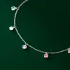 Strängar Tennis Anklet 925 Sterling Silver Colored Zircon Woman Anklets O Chain 19 cm armband på bensmycken fotstrumpor tillbehör