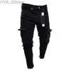 Marca di moda jeans femminile maschile maschile slit city gamba dritta gamba neri pantaloni lacrima