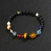 Strands Universo Galaxy Ocho planetas Pulsero Sistema solar Guardian Estrella Natural Peeds de piedra Pulseras para mujeres Joyería de pareja de moda