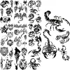 Tattoos Black Scorpion Temporary Tattoos For Adults Men Realistic Dragon Wolf Tiger Thorns Fake Tattoo Sticker Hand Leg Tatoos Creative