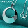 Pendants URMYLADY 925 Sterling Silver Hollow Round 16-30 Inch Pendant Necklace For Women Wedding Engagement Gift Jewelry